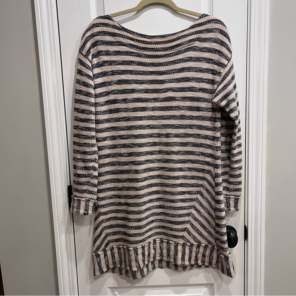 Soft Surroundings Marina Pullover Tunic Top Blue Nautical Coastal Stripe Medium